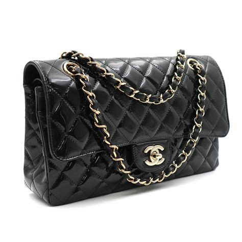 chanel black patent leather purse|chanel calfskin handbag.